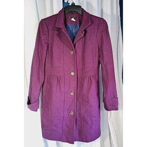 Vintage J Crew Wool Blend Lady Day Coat Women's 12 Eggplant Purple